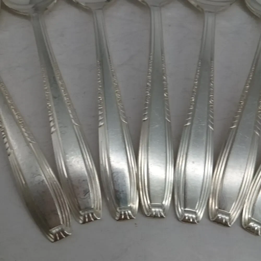 8X Tbsp Harmony House by Wallace Serenade Silverplate Flatware Table Spoons Vtg